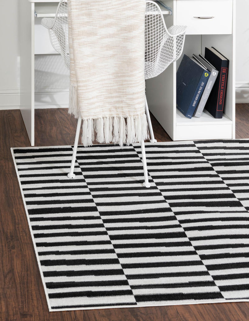 Soho Elegance Collection Area Rug - Hudson (Black) Square Black lifestyle 24