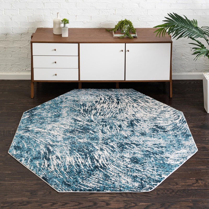Serenity Sands Collection Area Rug - Quietshore Octagon Blue lifestyle 37