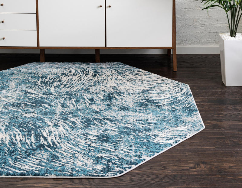 Serenity Sands Collection Area Rug - Quietshore Octagon Blue lifestyle 42