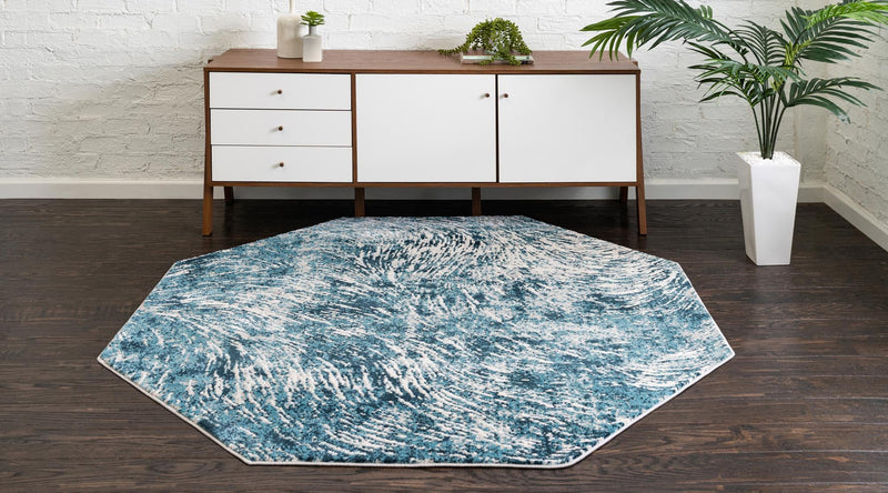 Serenity Sands Collection Area Rug - Quietshore Octagon Blue lifestyle 46