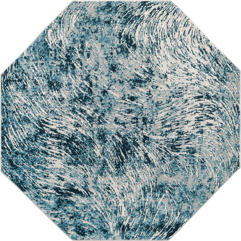 Serenity Sands Collection Area Rug - Quietshore Octagon Blue lifestyle 31
