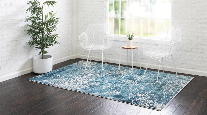 Serenity Sands Collection Area Rug - Quietshore Rectangle Blue lifestyle 6