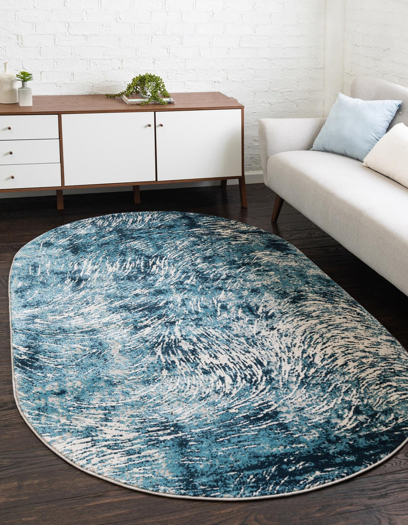 Serenity Sands Collection Area Rug - Quietshore Oval Blue lifestyle 45