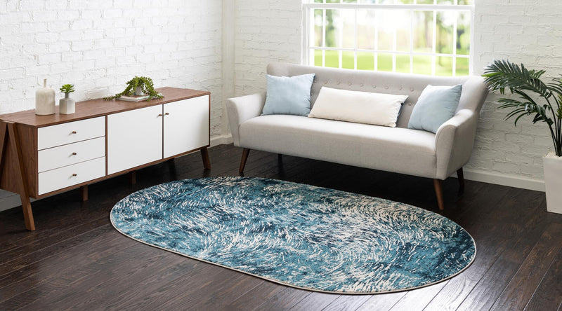 Serenity Sands Collection Area Rug - Quietshore Oval Blue lifestyle 55