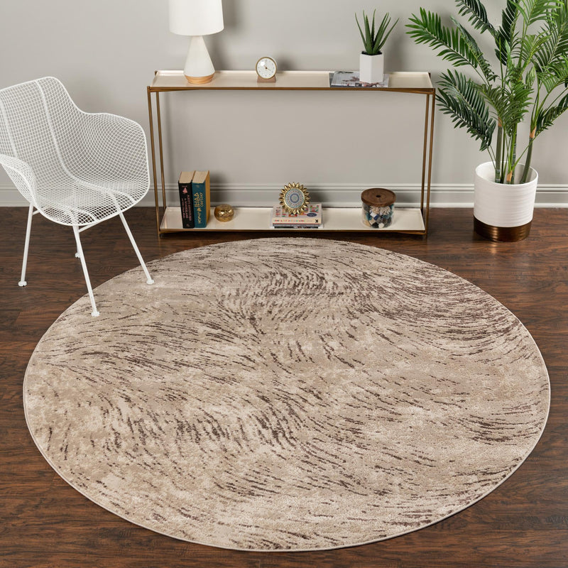 Serenity Sands Collection Area Rug - Quietshore Round Brown lifestyle 36
