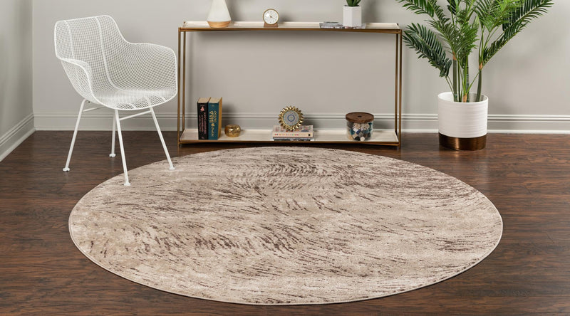 Serenity Sands Collection Area Rug - Quietshore Round Brown lifestyle 45