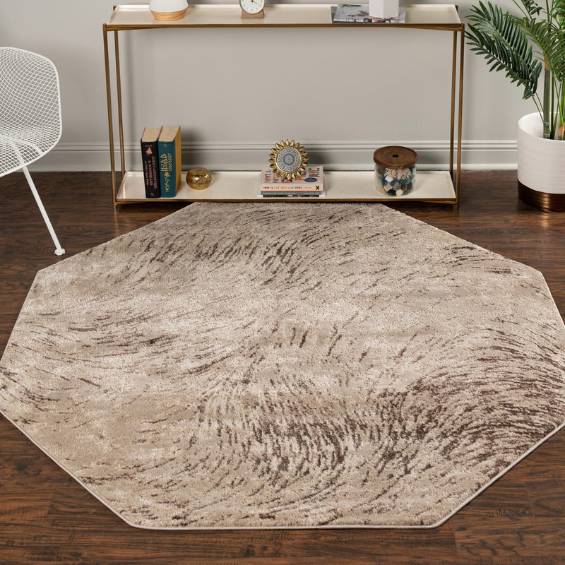 Serenity Sands Collection Area Rug - Quietshore Octagon Brown lifestyle 47