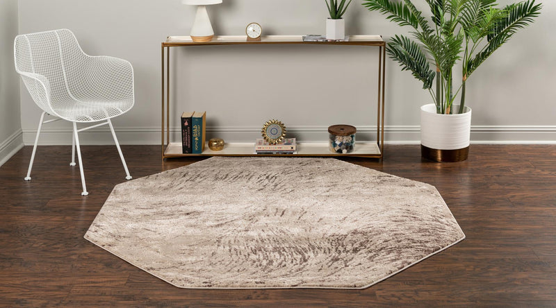 Serenity Sands Collection Area Rug - Quietshore Octagon Brown lifestyle 65