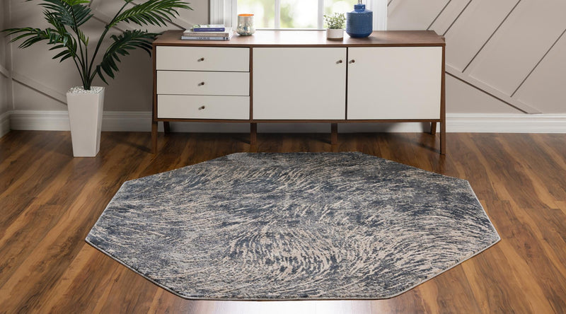 Serenity Sands Collection Area Rug - Quietshore Octagon Gray lifestyle 47