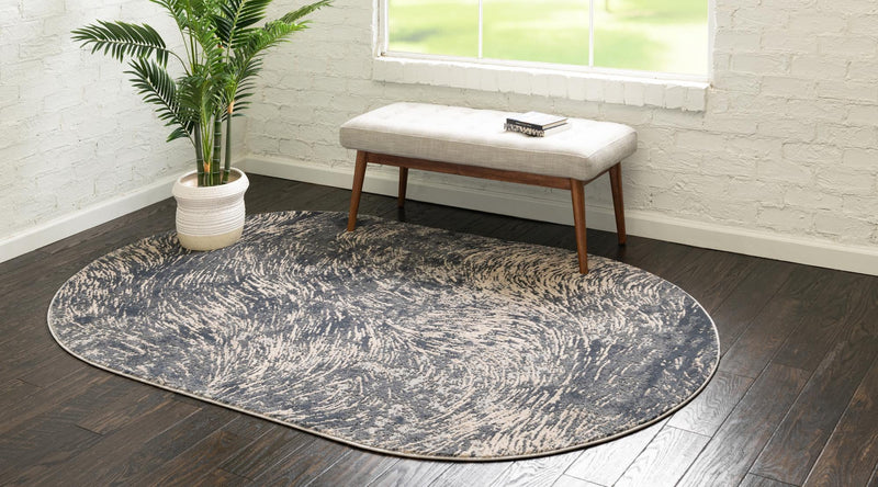 Serenity Sands Collection Area Rug - Quietshore Oval Gray lifestyle 58