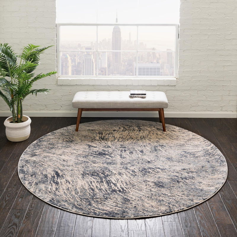 Serenity Sands Collection Area Rug - Quietshore Round Gray lifestyle 50