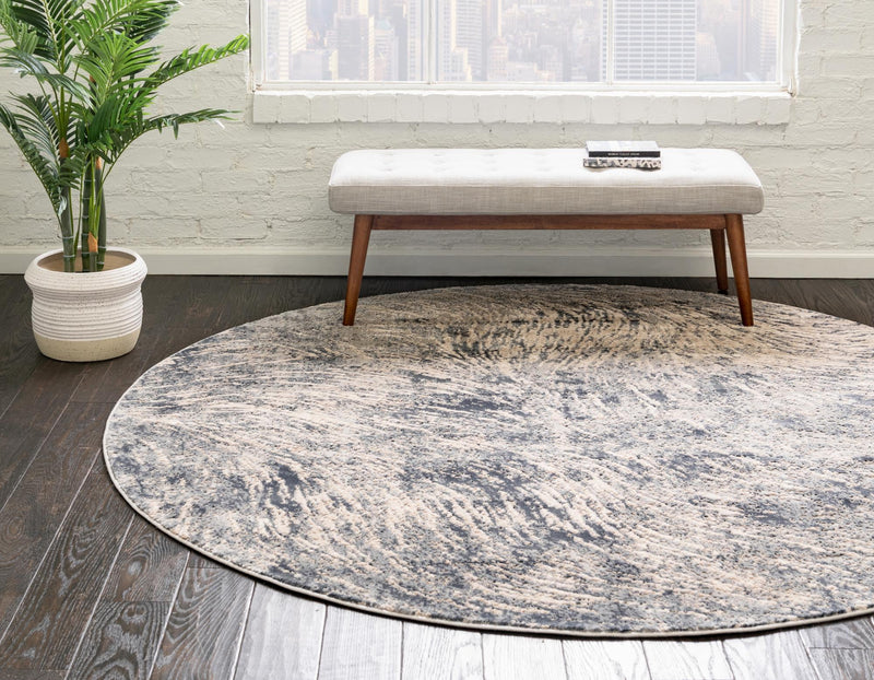 Serenity Sands Collection Area Rug - Quietshore Round Gray lifestyle 59