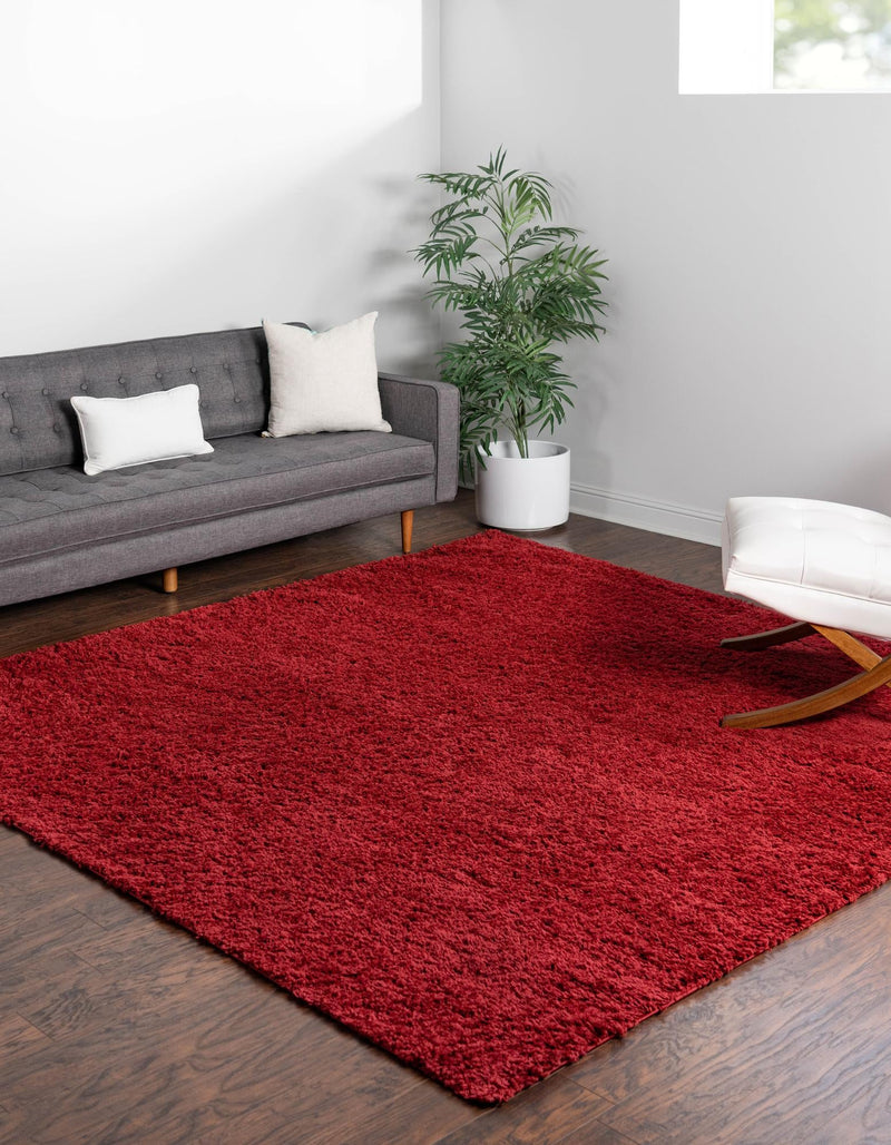 Cozy Comfort Shag Collection Area Rug - Hearthside (Cherry Red) Square Cherry Red lifestyle 12
