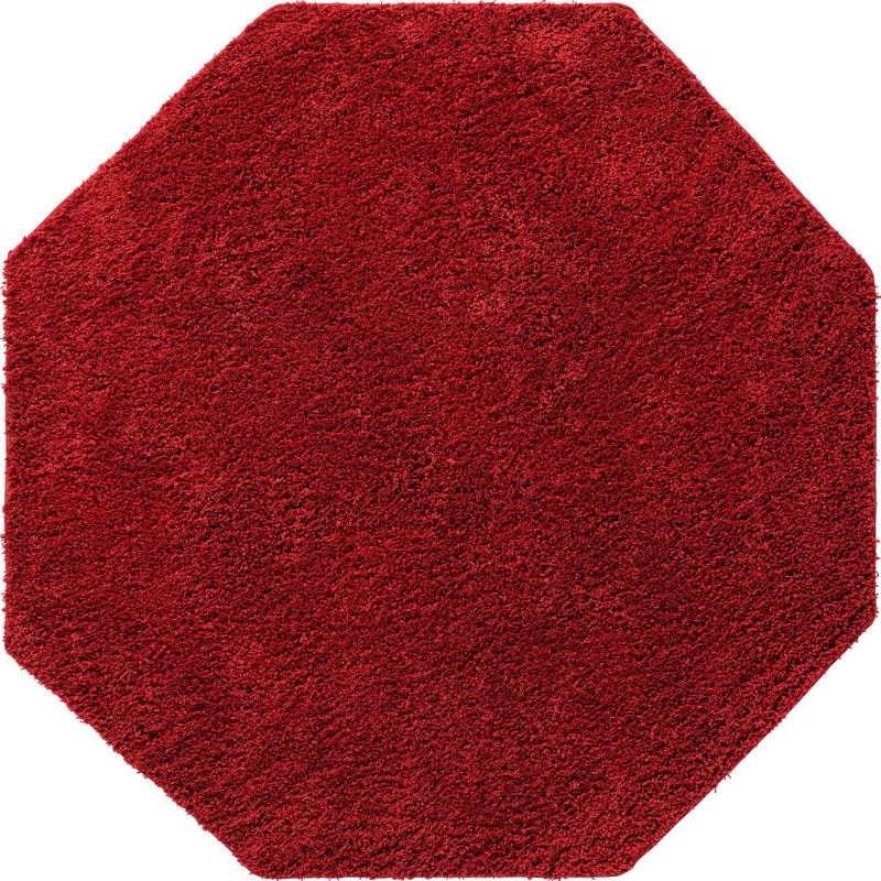 Cozy Comfort Shag Collection Area Rug - Hearthside (Cherry Red) Octagon Cherry Red lifestyle 2