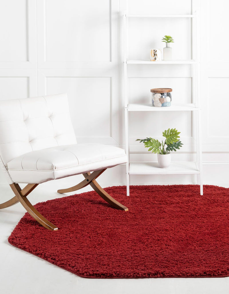 Cozy Comfort Shag Collection Area Rug - Hearthside (Cherry Red) Octagon Cherry Red lifestyle 8