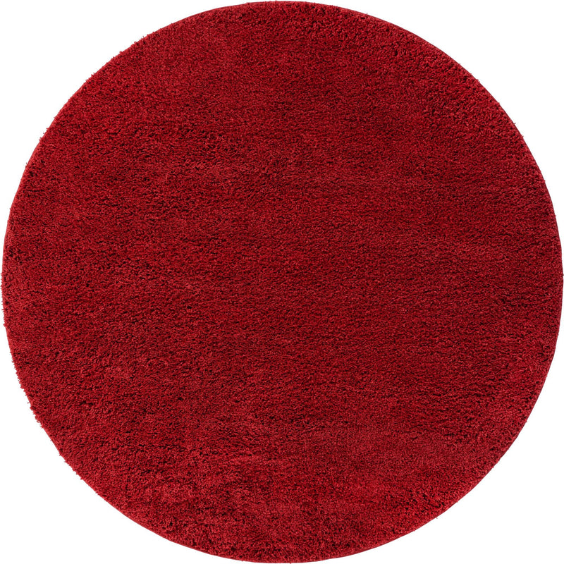 Cozy Comfort Shag Collection Area Rug - Hearthside (Cherry Red) Round Cherry Red lifestyle 4
