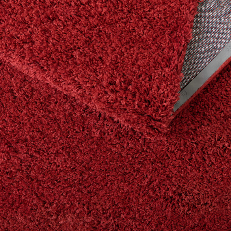 Cozy Comfort Shag Collection Area Rug - Hearthside (Cherry Red) Round Cherry Red lifestyle 24