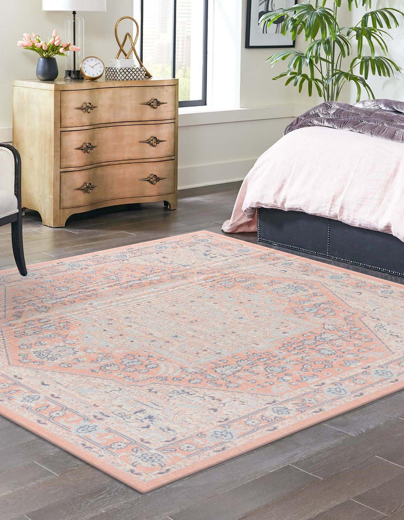 Savannah Series Collection Area Rug - Charleston (Powder Pink) Square Powder Pink lifestyle 25