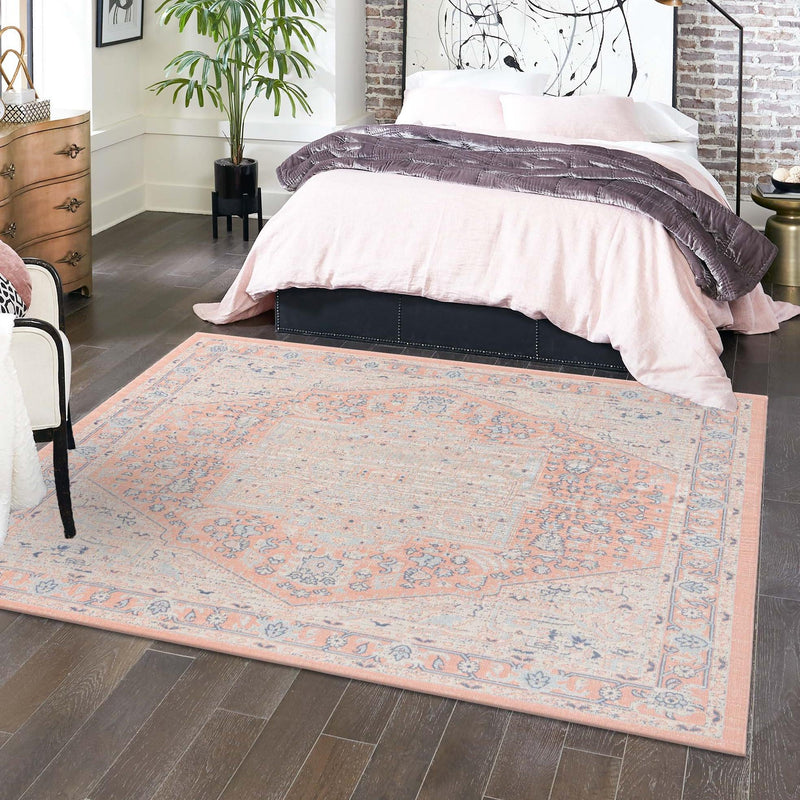 Savannah Series Collection Area Rug - Charleston (Powder Pink) Square Powder Pink lifestyle 78