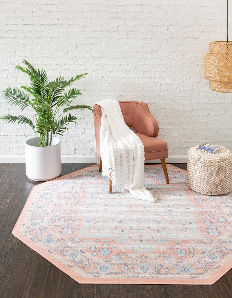 Savannah Series Collection Area Rug - Charleston (Powder Pink) Octagon Powder Pink lifestyle 21