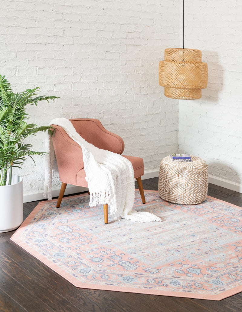 Savannah Series Collection Area Rug - Charleston (Powder Pink) Octagon Powder Pink lifestyle 26