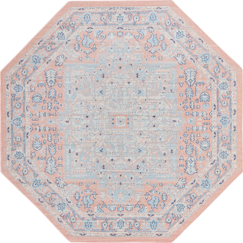 Savannah Series Collection Area Rug - Charleston (Powder Pink) Octagon Powder Pink lifestyle 16