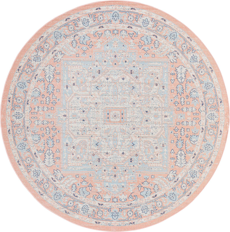 Savannah Series Collection Area Rug - Charleston (Powder Pink) Round Powder Pink lifestyle 17
