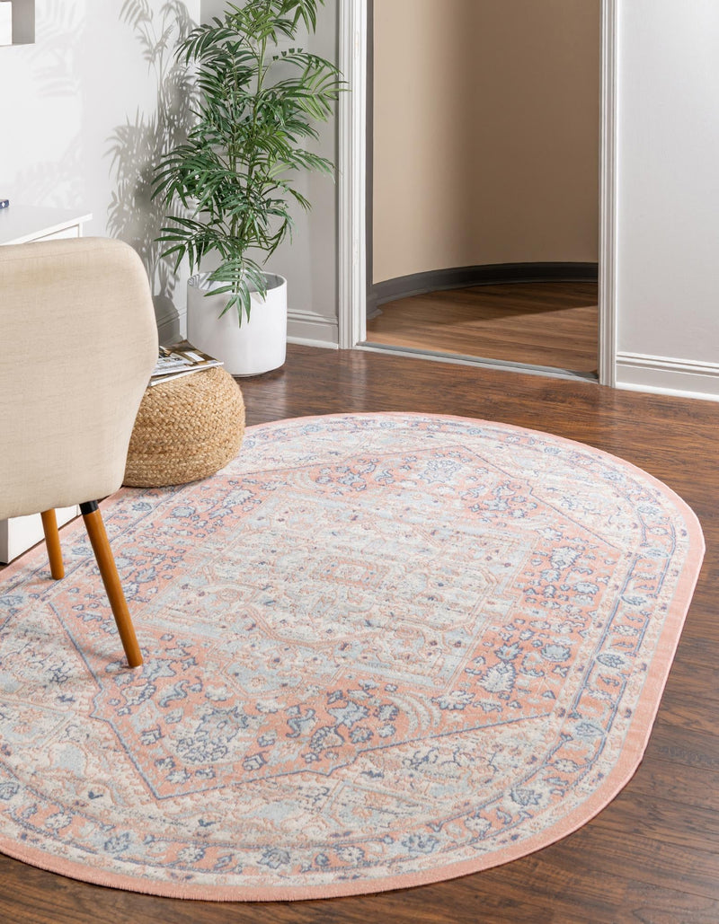 Savannah Series Collection Area Rug - Charleston (Powder Pink) Oval Powder Pink lifestyle 19