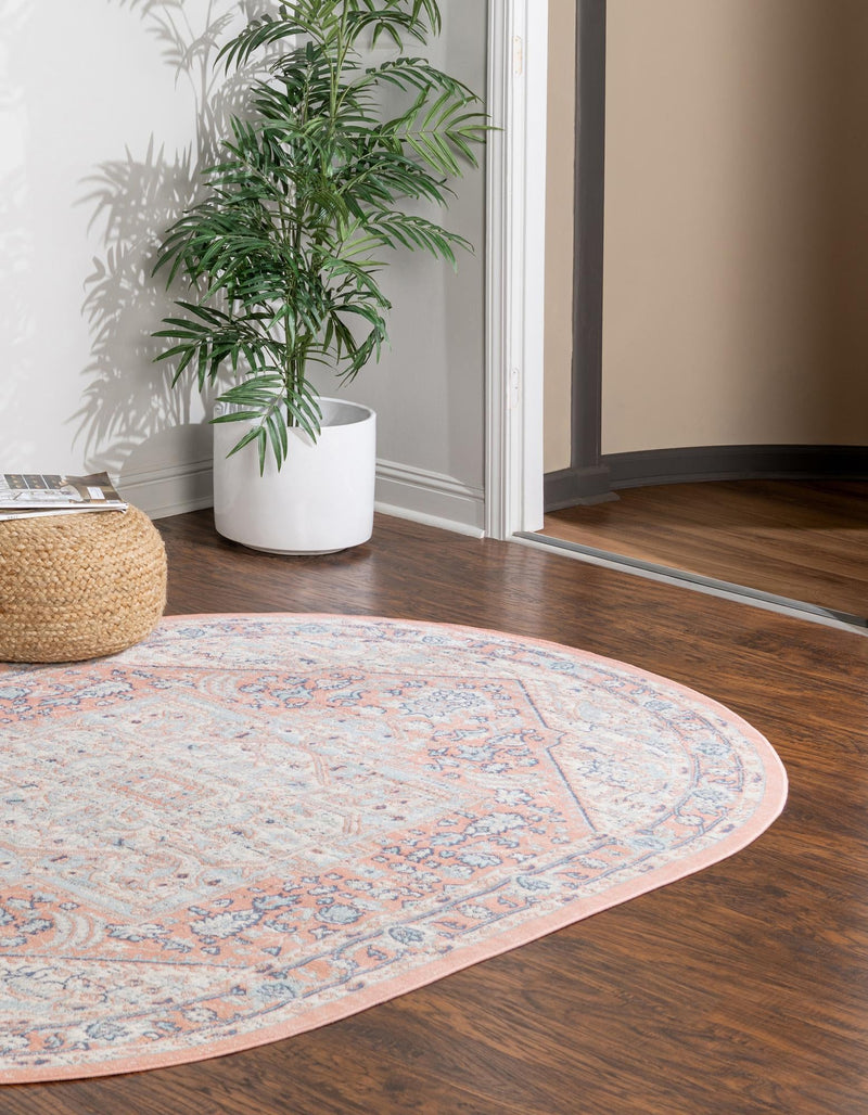 Savannah Series Collection Area Rug - Charleston (Powder Pink) Oval Powder Pink lifestyle 24