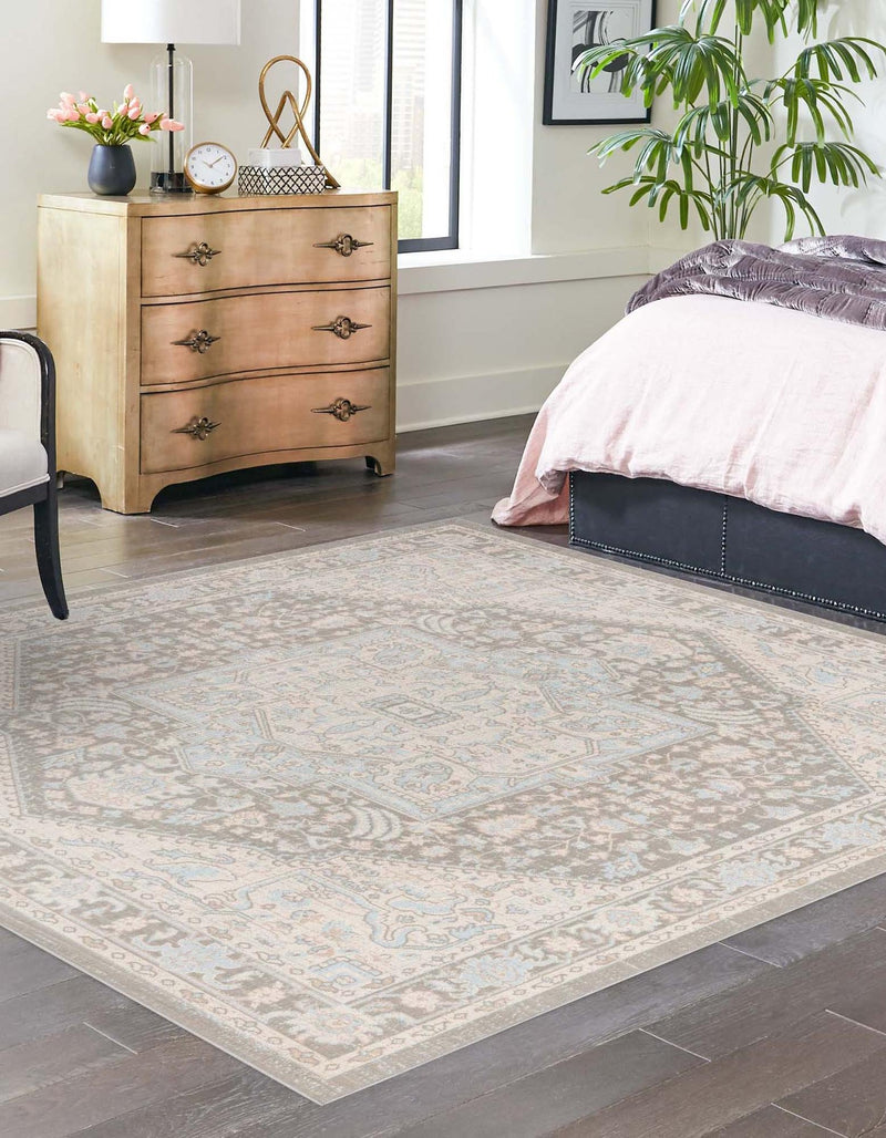 Savannah Series Collection Area Rug - Charleston (Cloud Gray) Square Cloud Gray lifestyle 27