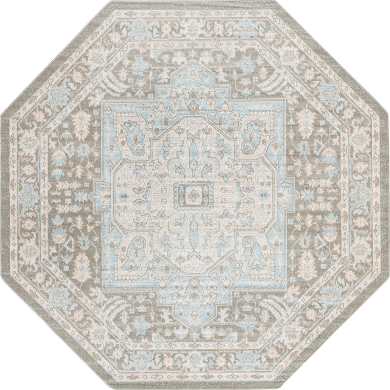 Savannah Series Collection Area Rug - Charleston (Cloud Gray) Octagon Cloud Gray lifestyle 18