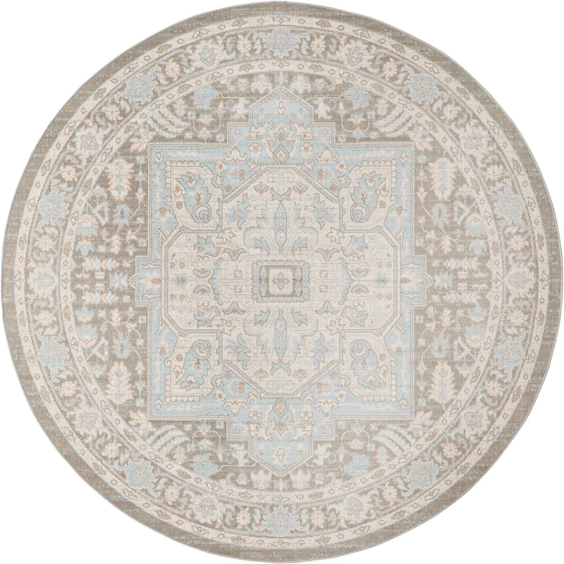 Savannah Series Collection Area Rug - Charleston (Cloud Gray) Round Cloud Gray lifestyle 19