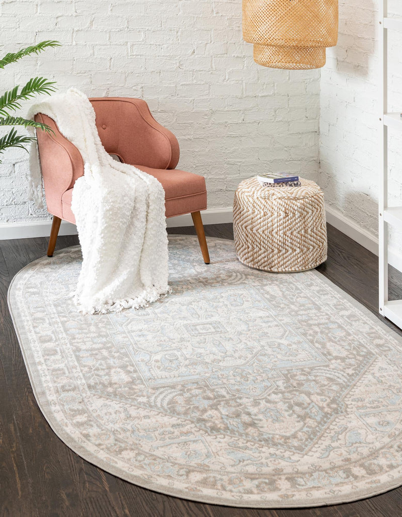Savannah Series Collection Area Rug - Charleston (Cloud Gray) Oval Cloud Gray lifestyle 21