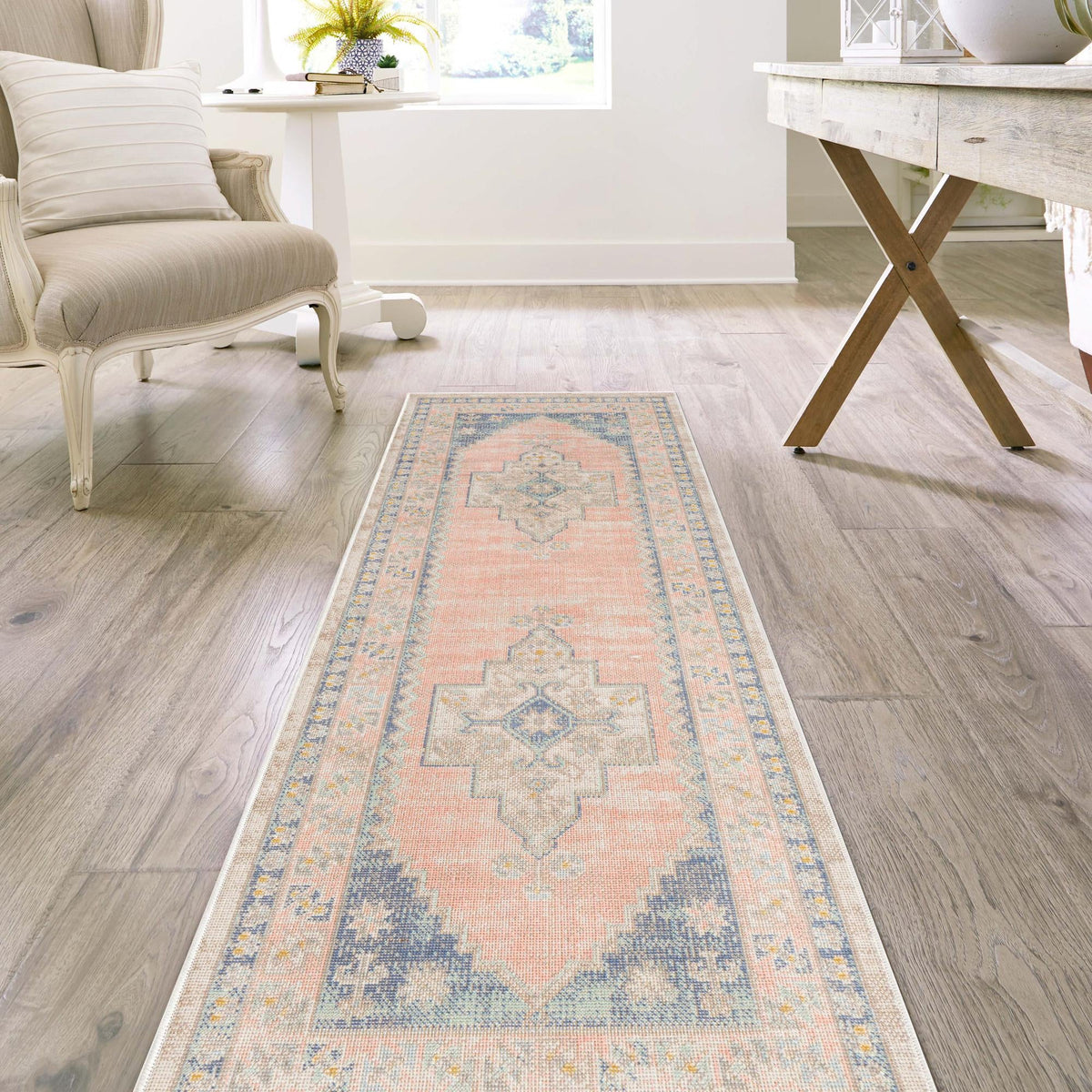 Savannah Series Collection Area Rug - Augusta (French Blue) Runner French Blue lifestyle 40
