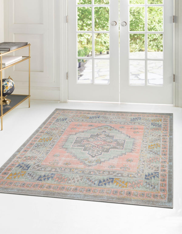 Savannah Series Collection Area Rug - Augusta (Pink) Square Pink lifestyle 20