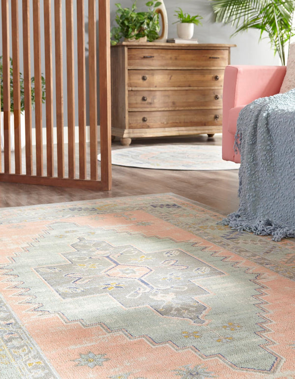 Savannah Series Collection Area Rug - Augusta (Pink) Rectangle Pink lifestyle 3