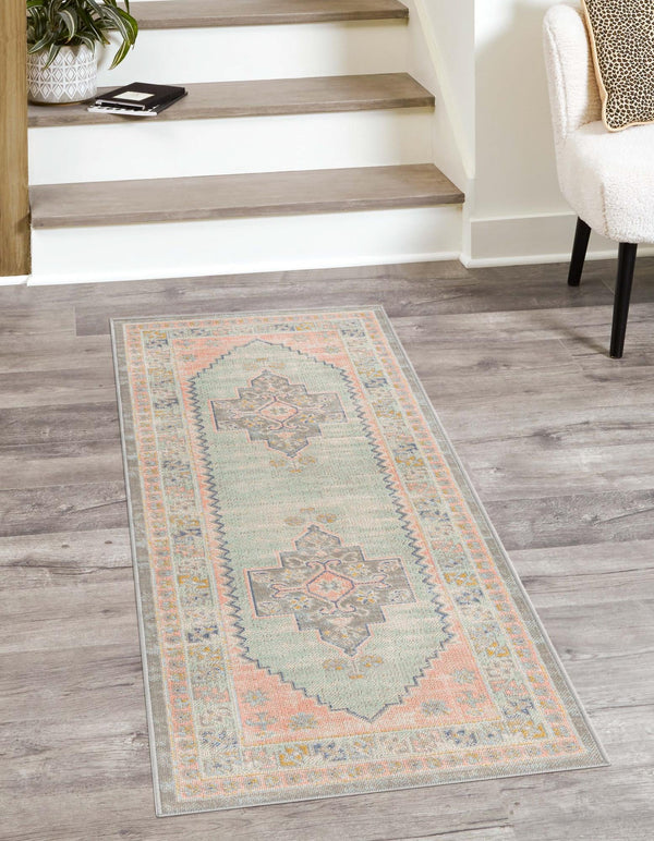 Savannah Series Collection Area Rug - Augusta (Pink) Runner Pink lifestyle 23