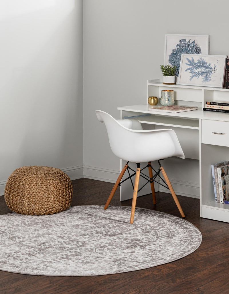 Cambridge Classics Collection Area Rug - Kendall (Gray) Round Gray lifestyle 21