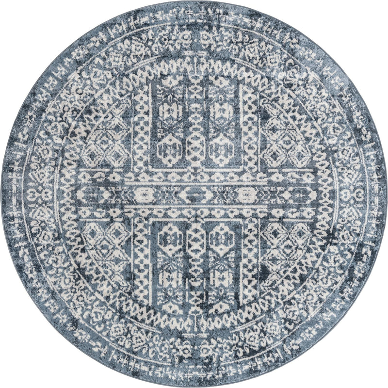 Cambridge Classics Collection Area Rug - Kendall (Blue) Round Blue lifestyle 11