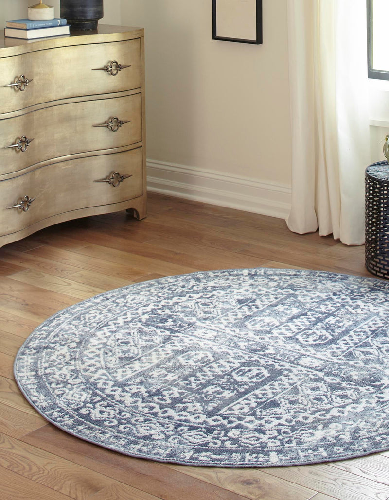 Cambridge Classics Collection Area Rug - Kendall (Blue) Round Blue lifestyle 16