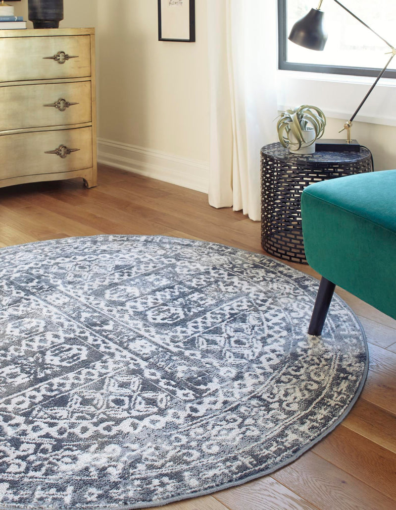 Cambridge Classics Collection Area Rug - Kendall (Blue) Round Blue lifestyle 21