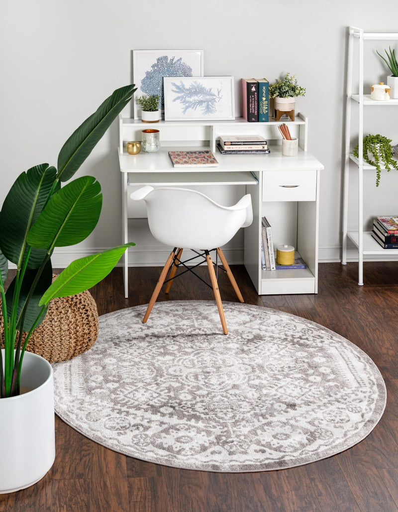 Cambridge Classics Collection Area Rug - Pembroke (Gray) Round Gray lifestyle 16