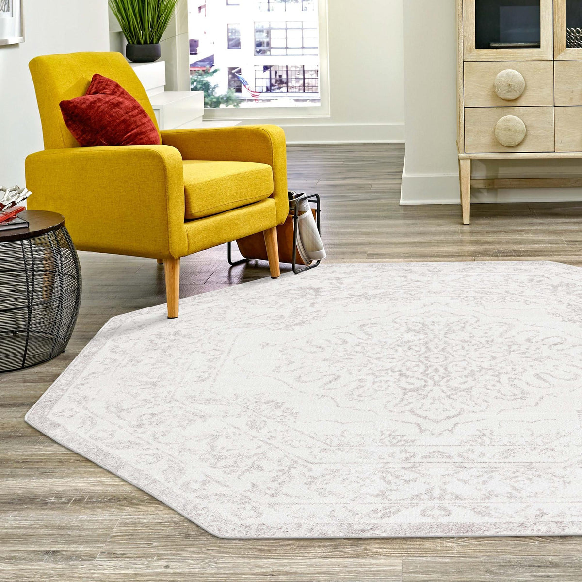 Cambridge Classics Collection Area Rug - Fitzwilliam (Ivory) Octagon Ivory lifestyle 82