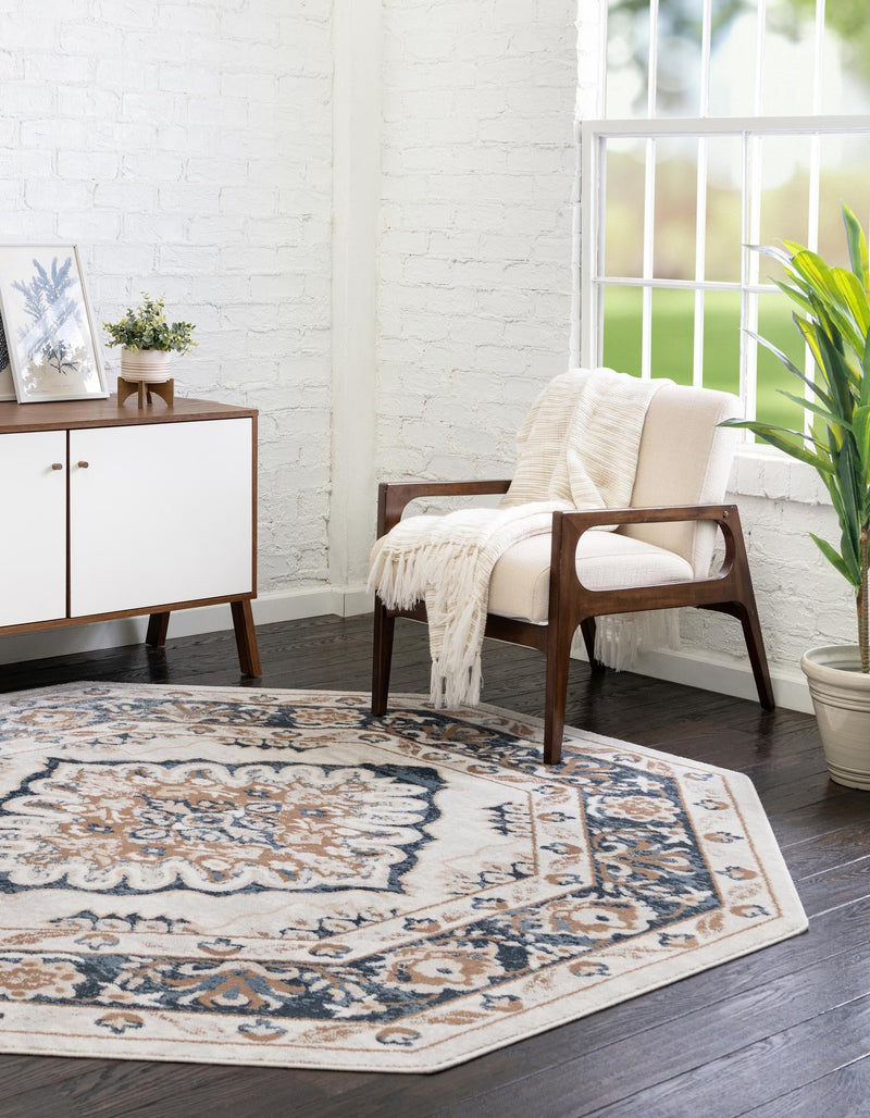 Cambridge Classics Collection Area Rug - Fitzwilliam (Cream) Octagon Cream lifestyle 26