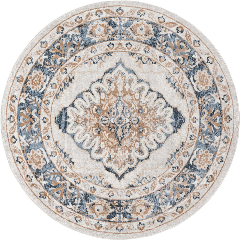 Cambridge Classics Collection Area Rug - Fitzwilliam (Cream) Round Cream lifestyle 17