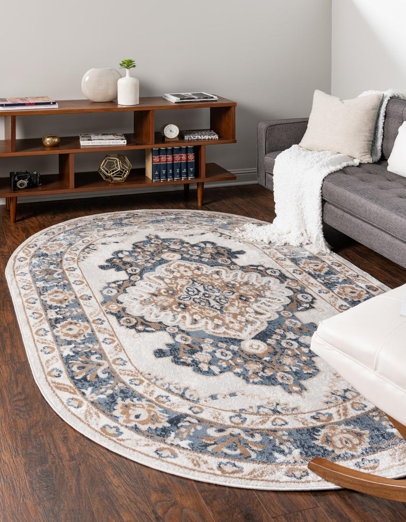 Cambridge Classics Collection Area Rug - Fitzwilliam (Cream) Oval Cream lifestyle 19