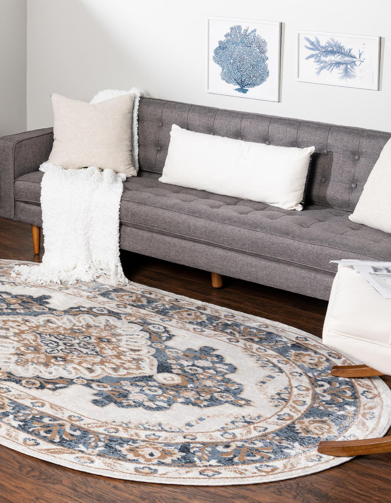 Cambridge Classics Collection Area Rug - Fitzwilliam (Cream) Oval Cream lifestyle 24