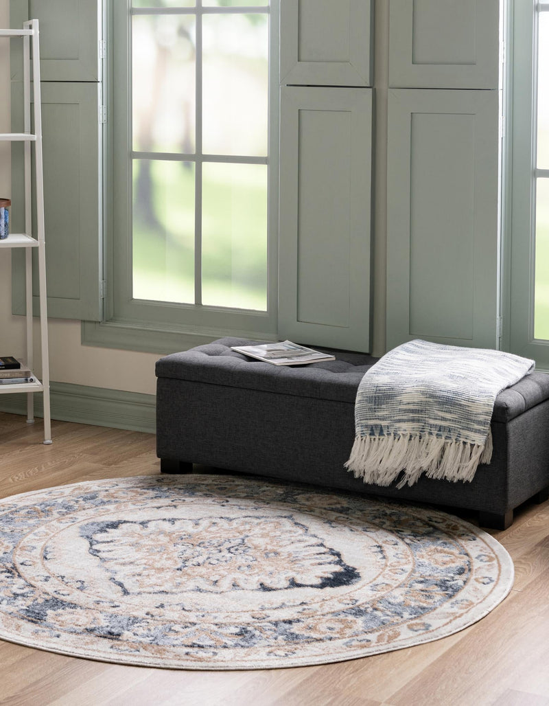Cambridge Classics Collection Area Rug - Fitzwilliam (Cream) Round Cream lifestyle 27