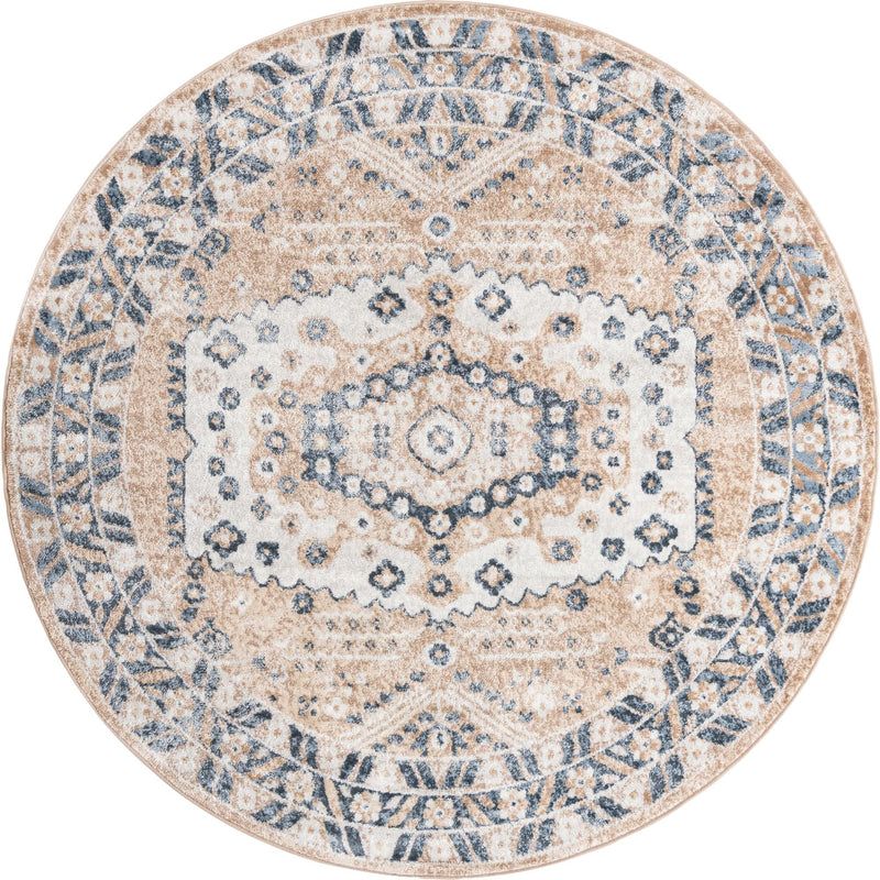 Cambridge Classics Collection Area Rug - Magdalene (Beige) Round Beige lifestyle 12