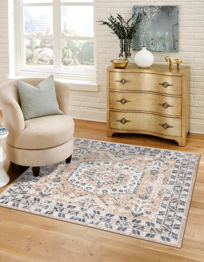 Cambridge Classics Collection Area Rug - Magdalene (Beige) Square Beige lifestyle 15